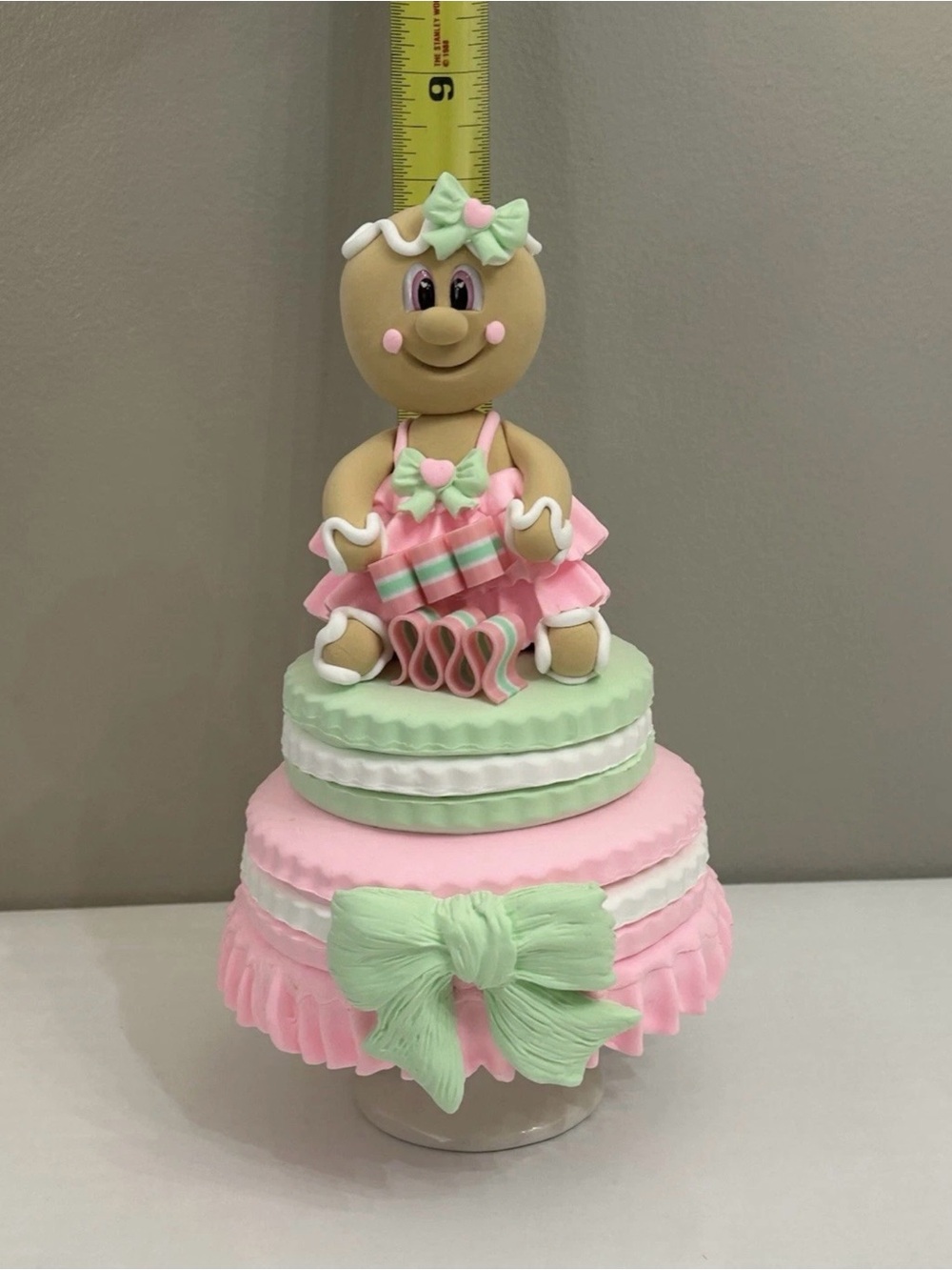 Pastel Pink & Mint Fake Macaroon Gingerbread Handmade Faux Dessert Display - Picture 7 of 8
